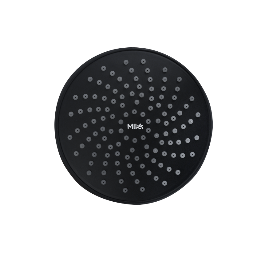 MILA Premier (Matte Black) Shower Head - MSXX0001BK, Shower Head surface, Single Function, Grey Head with Chrome Back, Single flow