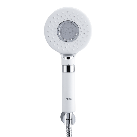 MILA Blanc Hand Shower - MBHC0204WT, Matt White Hand Shower, Multi Function, 3 Function Filter Shower: Rain/Center Water/Slow Stop Water