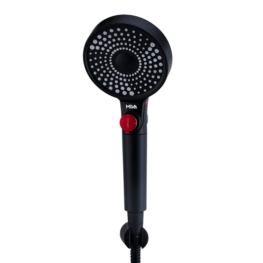 MILA Flowflex Hand Shower - MBHB0206BK, Hand Shower With Double Sided Water Outlet, Multi Function, PP cotton filter, Matt Black Finish, 3 Function Filter