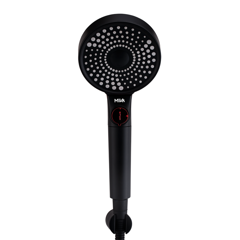 MILA Flowflex Hand Shower - MBHB0206BK, Hand Shower With Double Sided Water Outlet, Multi Function, PP cotton filter, Matt Black Finish, 3 Function Filter