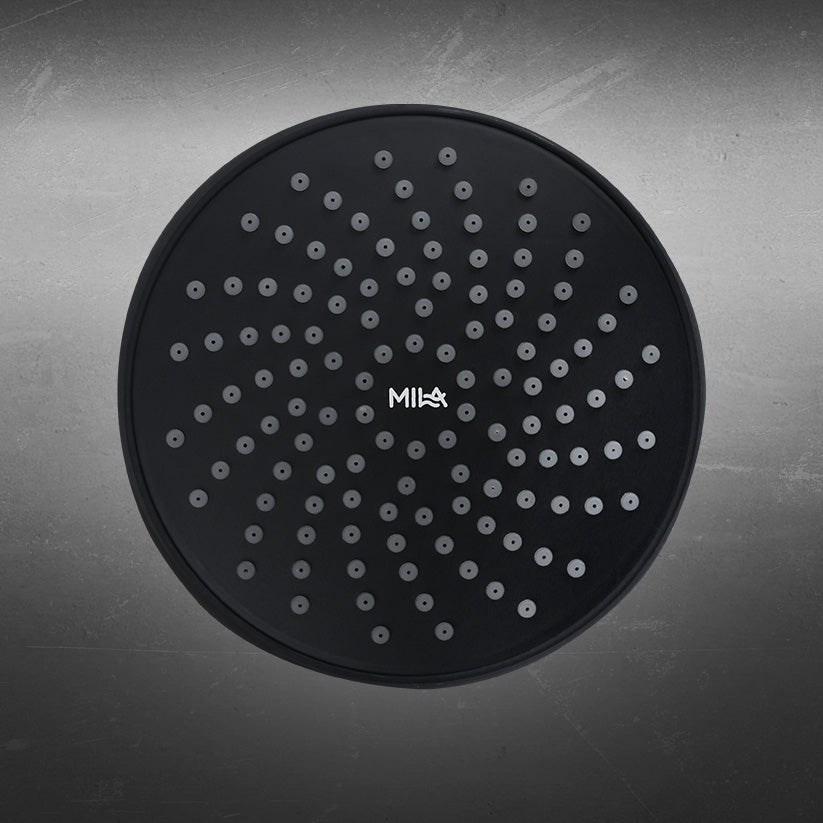MILA Premier (Matte Black) Shower Head - MSXX0001BK, Shower Head surface, Single Function, Grey Head with Chrome Back, Single flow
