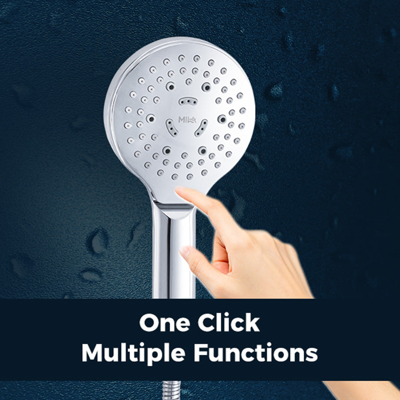 MILA Cliq Hand Shower - MBHC0203CM, Hand Shower with Chrome Hand Shower, Multi Function, Rain/Mist/Massage/Mixed Spray/Mixed Spray