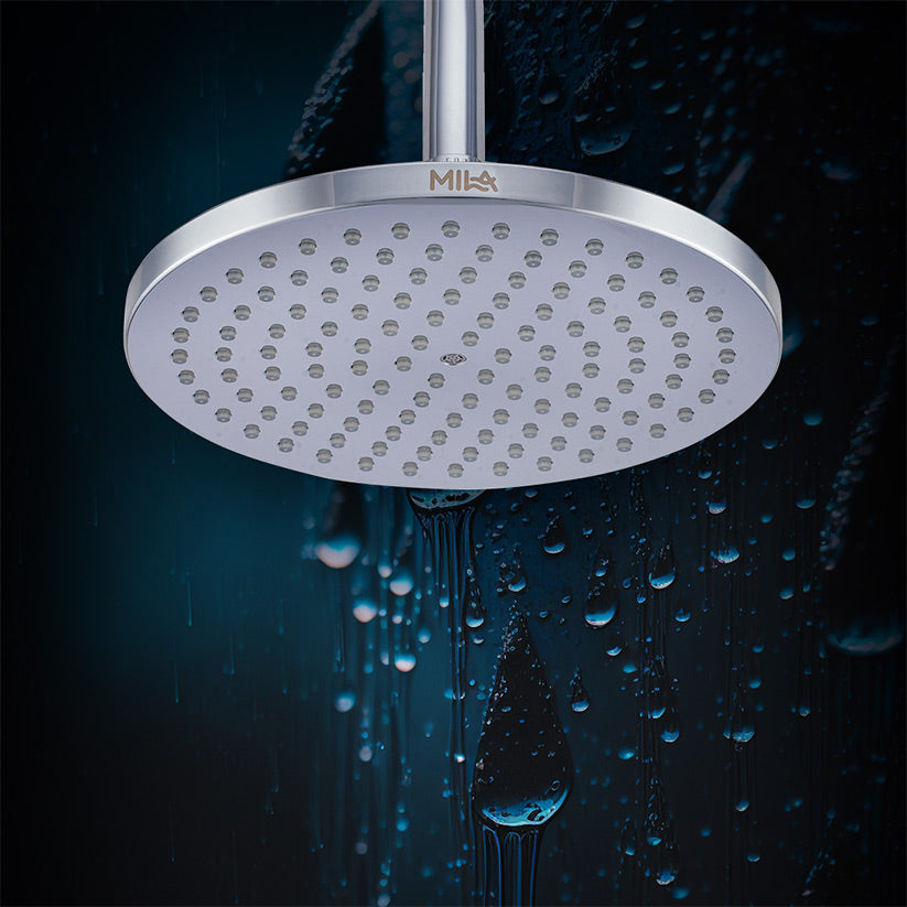Mila Disque Rain Shower, rains shower with air pressure, ABS shower head surface, chrome face with grey back cover, MSXX0301CM, Single Function, Φ 200mm