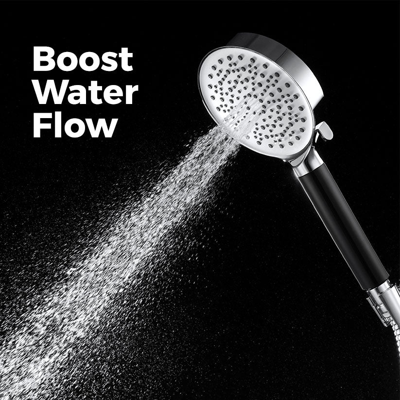MILA Midnight Hand Shower - MBHC0205CM, Matt Black and Chrome Hand Shower, Multi Function, 5 Function Filter Shower: Rain/Boost Water/Shock Water/Mix