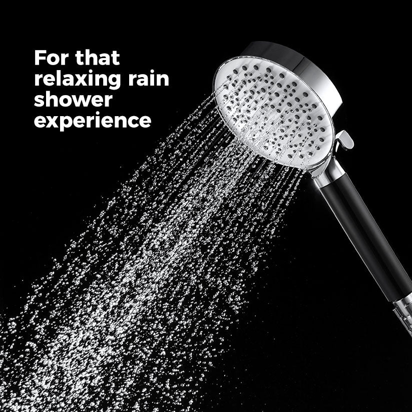 MILA Midnight Hand Shower - MBHC0205CM, Matt Black and Chrome Hand Shower, Multi Function, 5 Function Filter Shower: Rain/Boost Water/Shock Water/Mix
