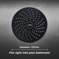 MILA Premier (Matte Black) Shower Head - MSXX0001BK, Shower Head surface, Single Function, Grey Head with Chrome Back, Single flow