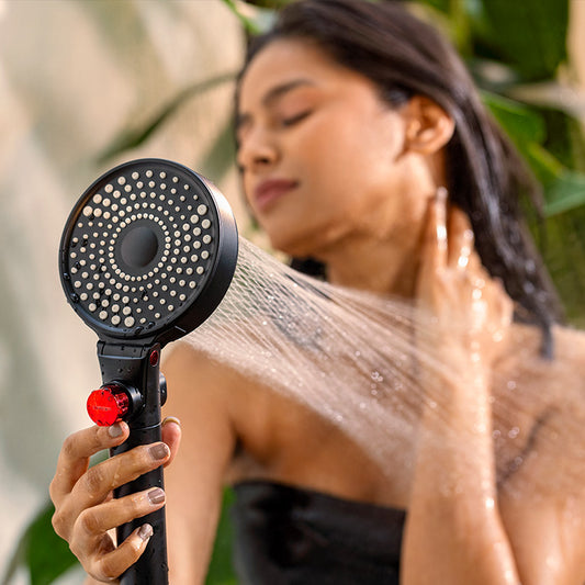 MILA Flowflex Hand Shower - MBHB0206BK, Hand Shower With Double Sided Water Outlet, Multi Function, PP cotton filter, Matt Black Finish, 3 Function Filter